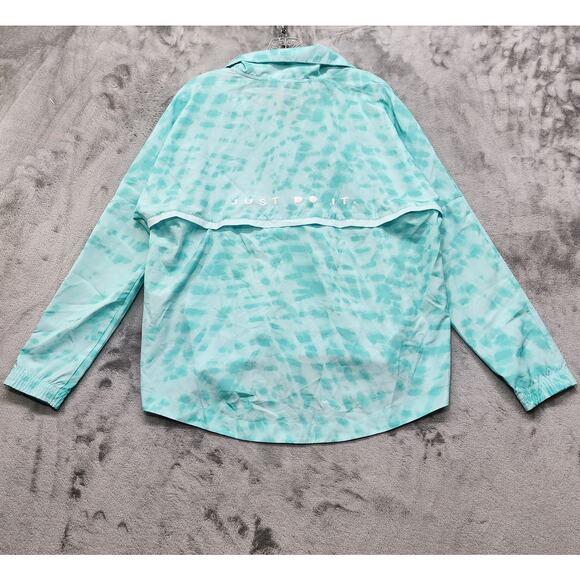 NEW Nike Jacket Womens L Blue Aqua Dri-FIT Surf 1/2 Zip Pullover Sporty Running - Picture 3 of 15